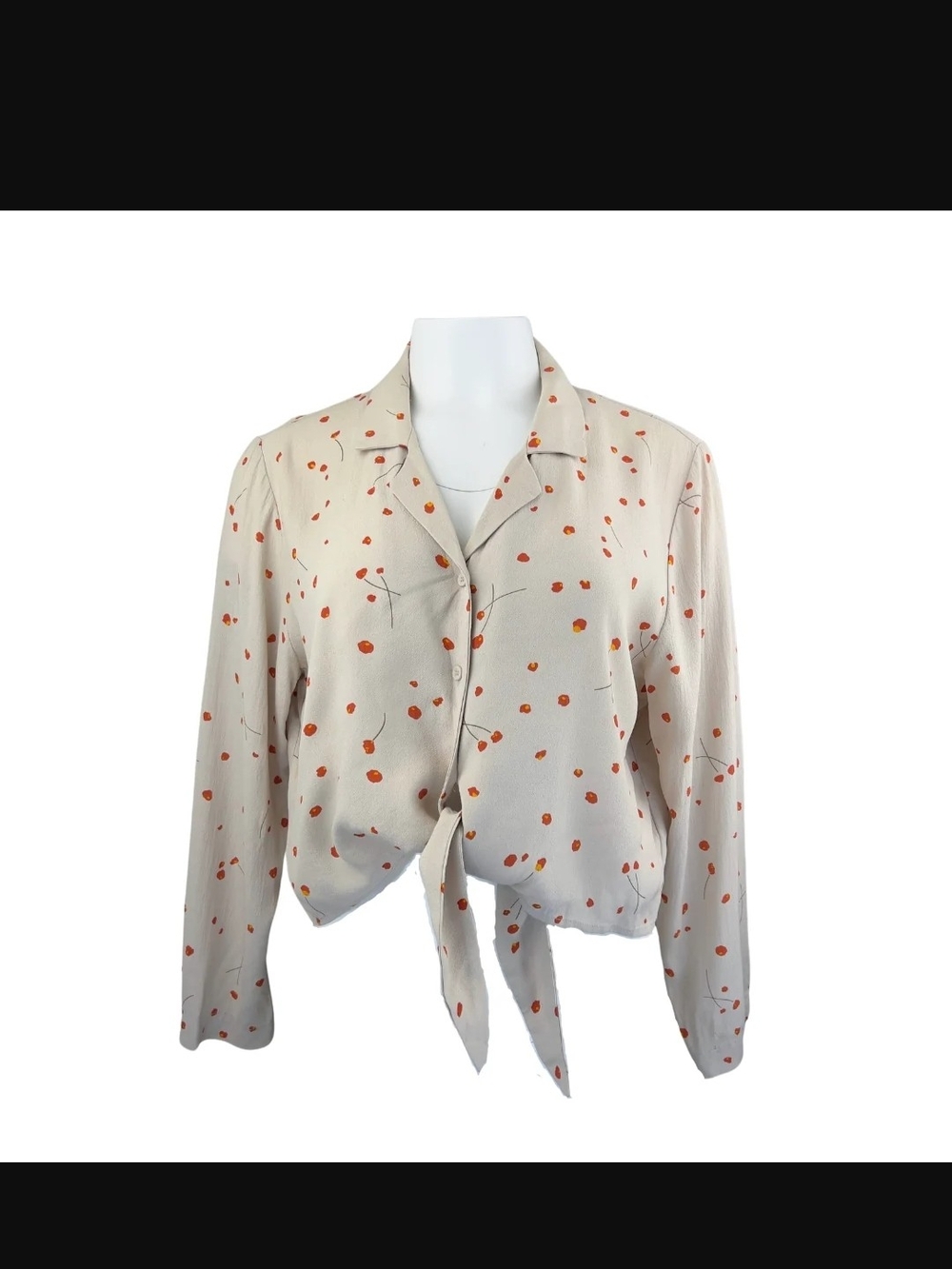 Oak + Fort cropped tie top featuring a playful red cherry print on cream